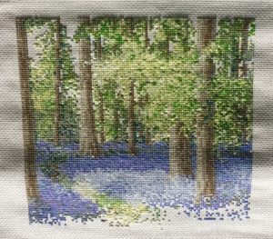 Blue Bells cross stitch project.