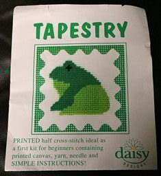 Frog Tapestry kits for children. Cross stitch kits for kids of all ages.