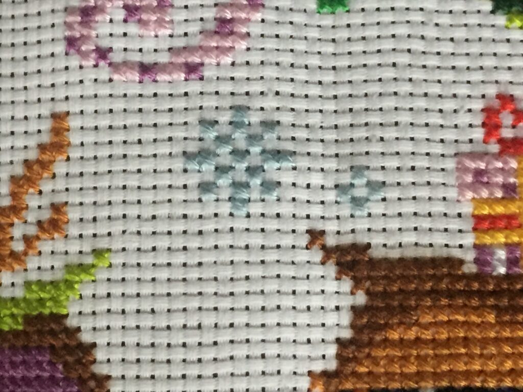 Snowflake cross stitch in th Christmas Owls Project
