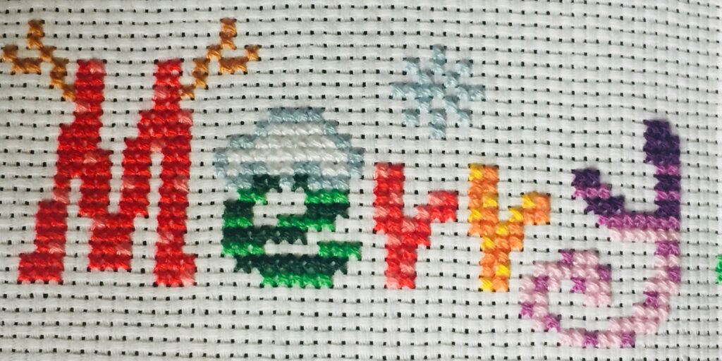 Christmas cross stitch letters from Merry Christmas, Christmas Owls project