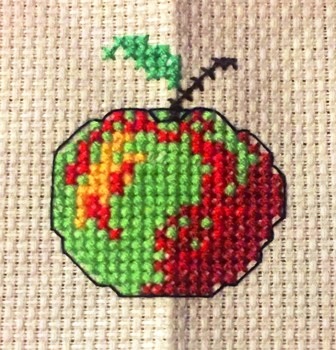 with backstitch apple cross stitch