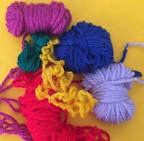 wool for pre-printed cross-stitch caards for children