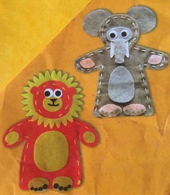 2 sewn felt puppets