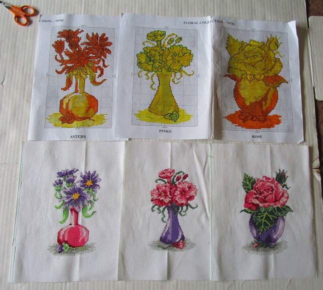 Three down and two to go - Floral Cross Stitch Projects  
