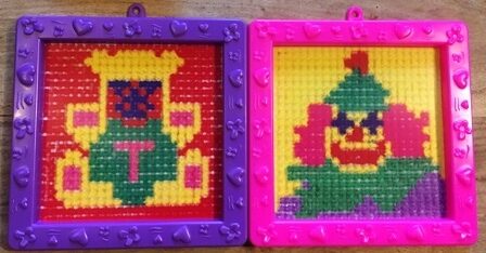 Teddy and Clown cross stitch